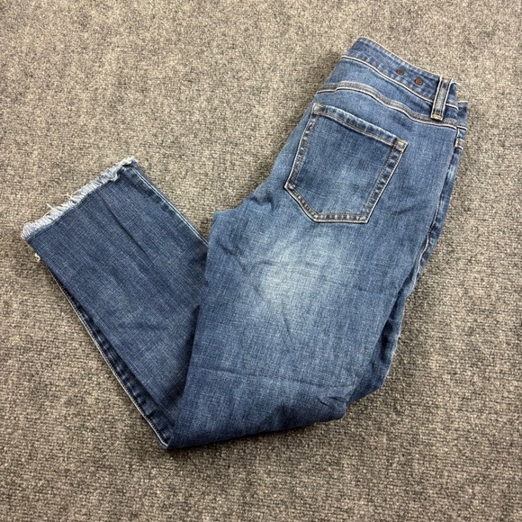 CABI Women’s Denim Cropped High Straight Raw Hem Jeans size: 4 - Picture 1 of 8